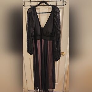 Black Plus Size S 20 Long Sleeves Mesh Long Prom Evening Dress Mother Bride